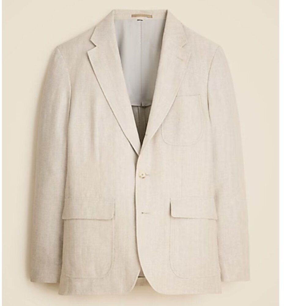 NWT J.Crew $498 Classic Fit Crosby Blazer Linen Twill Herringbone 36S Ivory BM29